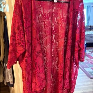 LuLaRoe Vibrant Red Lace Cardigan